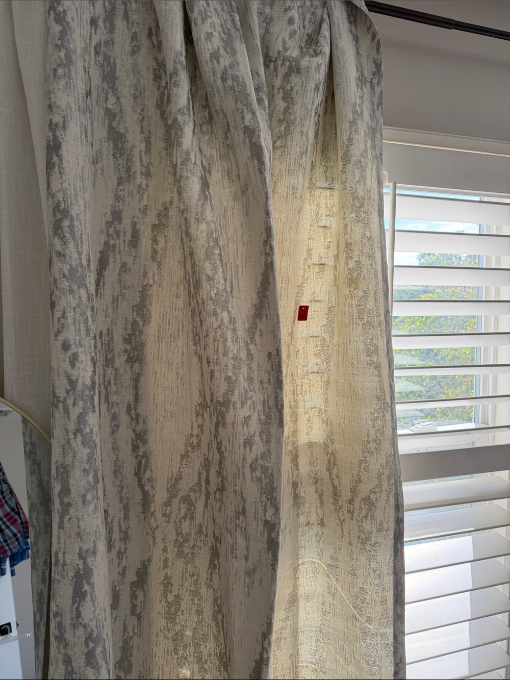 West Elm Gray and Cream Textured Drapery Panel